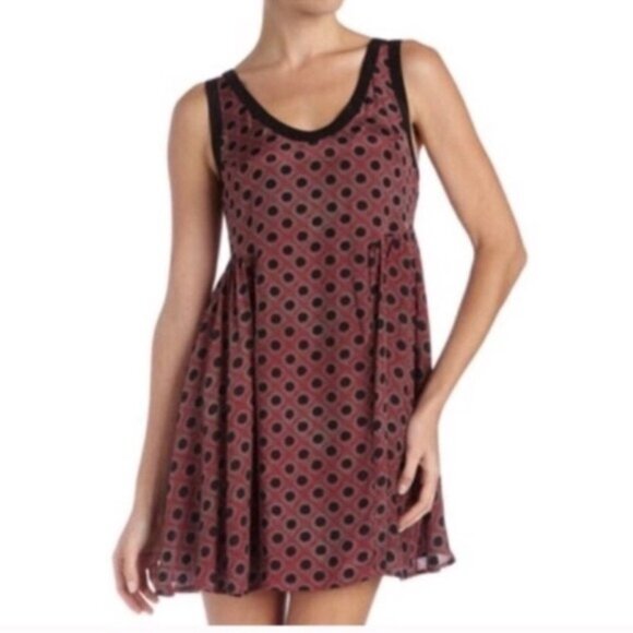 Free People Red Polka dot Molly Bohemian Tank Mini Swing dress size Small - Picture 4 of 12